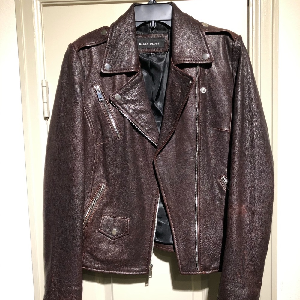 Plum Biker Leather Jacket